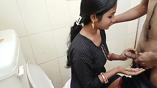 While Bhabhi was sitting on the toilet doing potty, I was watching porn and fingering her pussy.