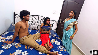 Asian Indian Desi Husband Cheating and Caught by Wife Fucking to Girlfreind Husband Wife Girlfriend Threesome Video