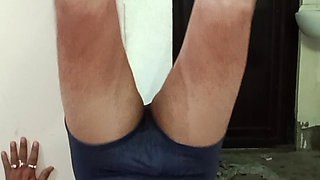 Naughty Wife Blowjob To Husband When He Doing Yoga and Cum Slowing on His Face