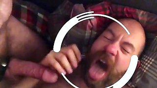 Bearded Daddy Facefucks His Boy