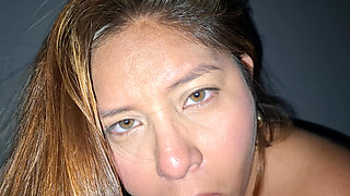 Blow up BBW Latina Sucks a Dildo, Masturbates, and Boob Play