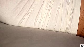 Sexy leggy brunette enjoys foot fetish