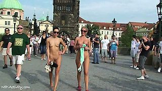 Crazy Leonelle And Laura Naked On Public Streets