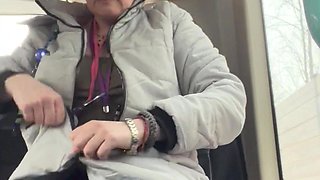 Bare Boobies as a Bus Wanker! I Play with My Gorgeous Perfect Hand Sized Tits Until I Almost Got Caught!