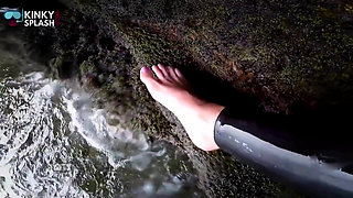 Neoprene Wetsuit & Dive Mask Masturbation by the Sea