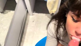Horny Spanish girl in public I suck her in the fitting room