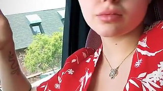 Ariel Winter - open shirt cleavage in car