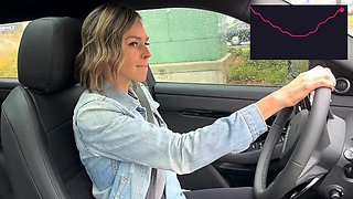 Cumming hard in public drive thru with Lush remote controlle